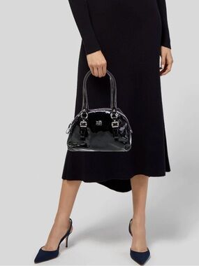 RARE Coach 1941 Top Handle Handbag - Black Patent Leather & Silver Hardware